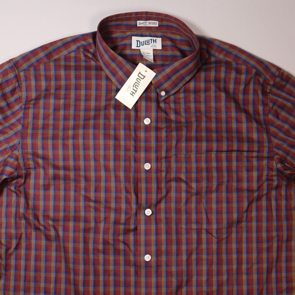 Duluth Wrinklefighter Untucked Long Sleeve Plaid Shirt Relaxed Fit Mens XLT